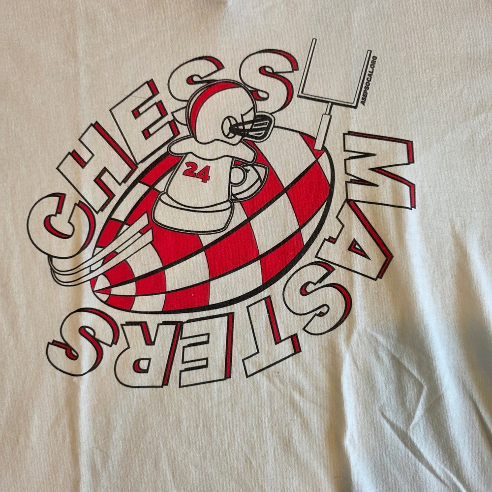 Gildan Youth Large Chess Masters Football Graphic T-Shirt White Cotton Tee - Picture 2 of 3